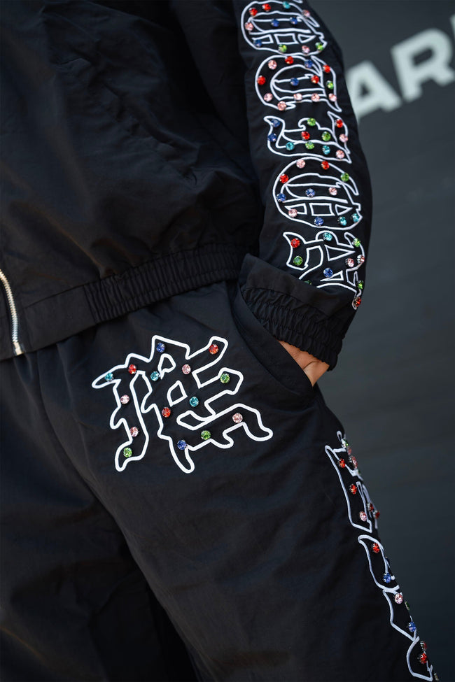 Mixed Emotions “ME” rhinestone Nylon Pants Main Image