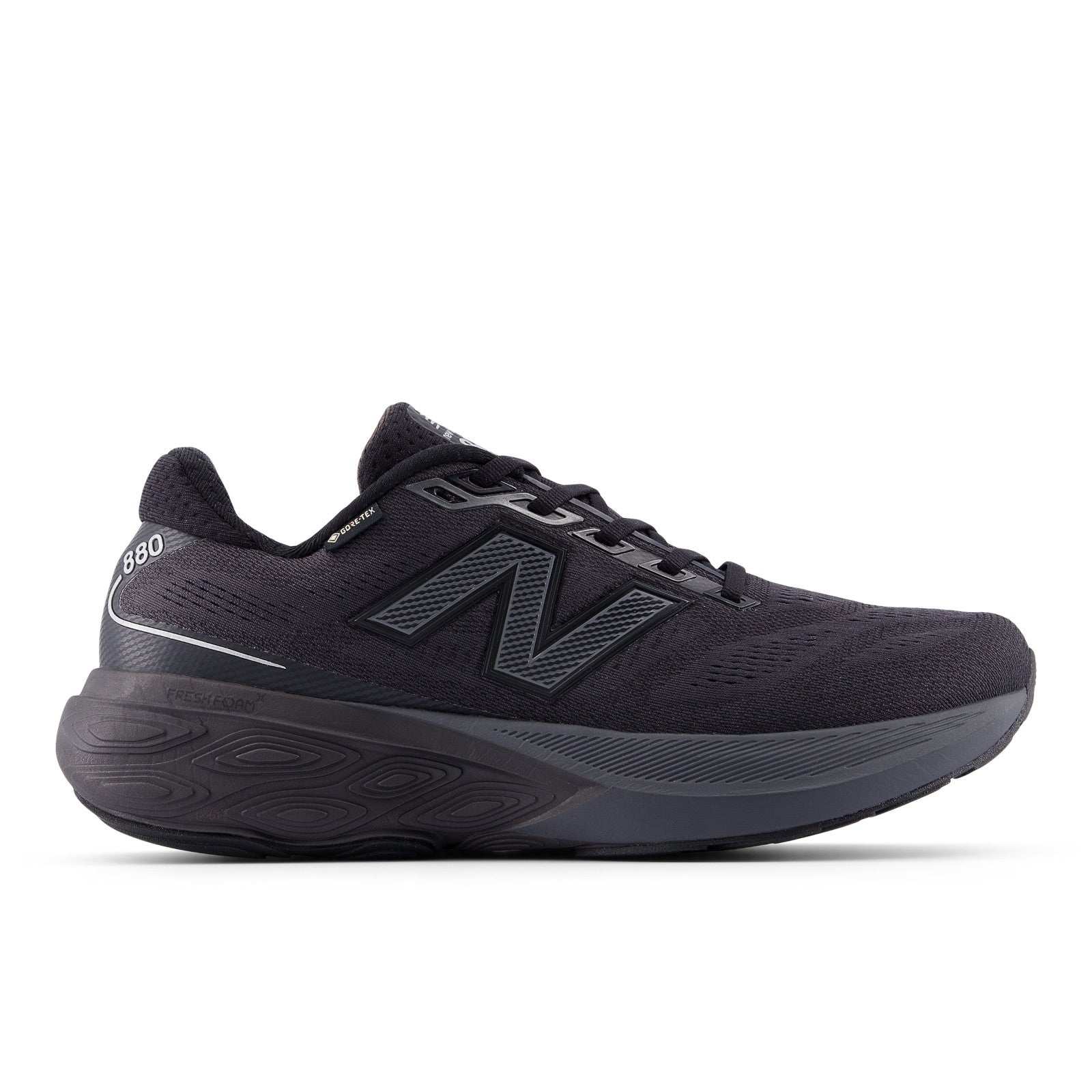 New Balance Men's Fresh Foam X 880v15 GORE-TEX® in Black with Castlerock and Silver Metallic