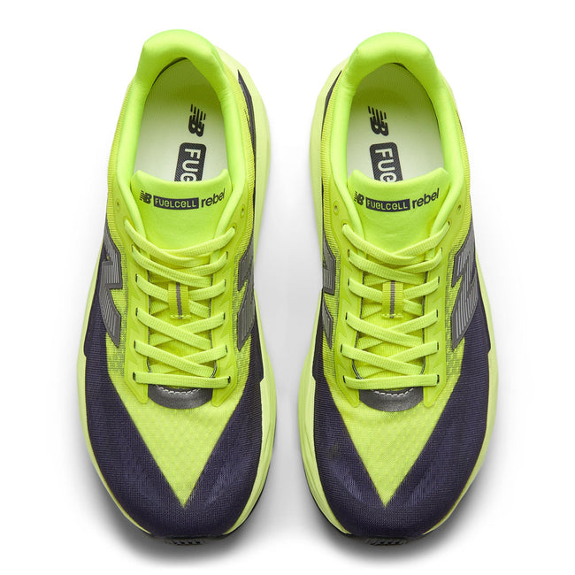 New Balance Men's FuelCell Rebel v5 in Alkaline Green with Boysenberry and Dark Silver Metallic Main Image