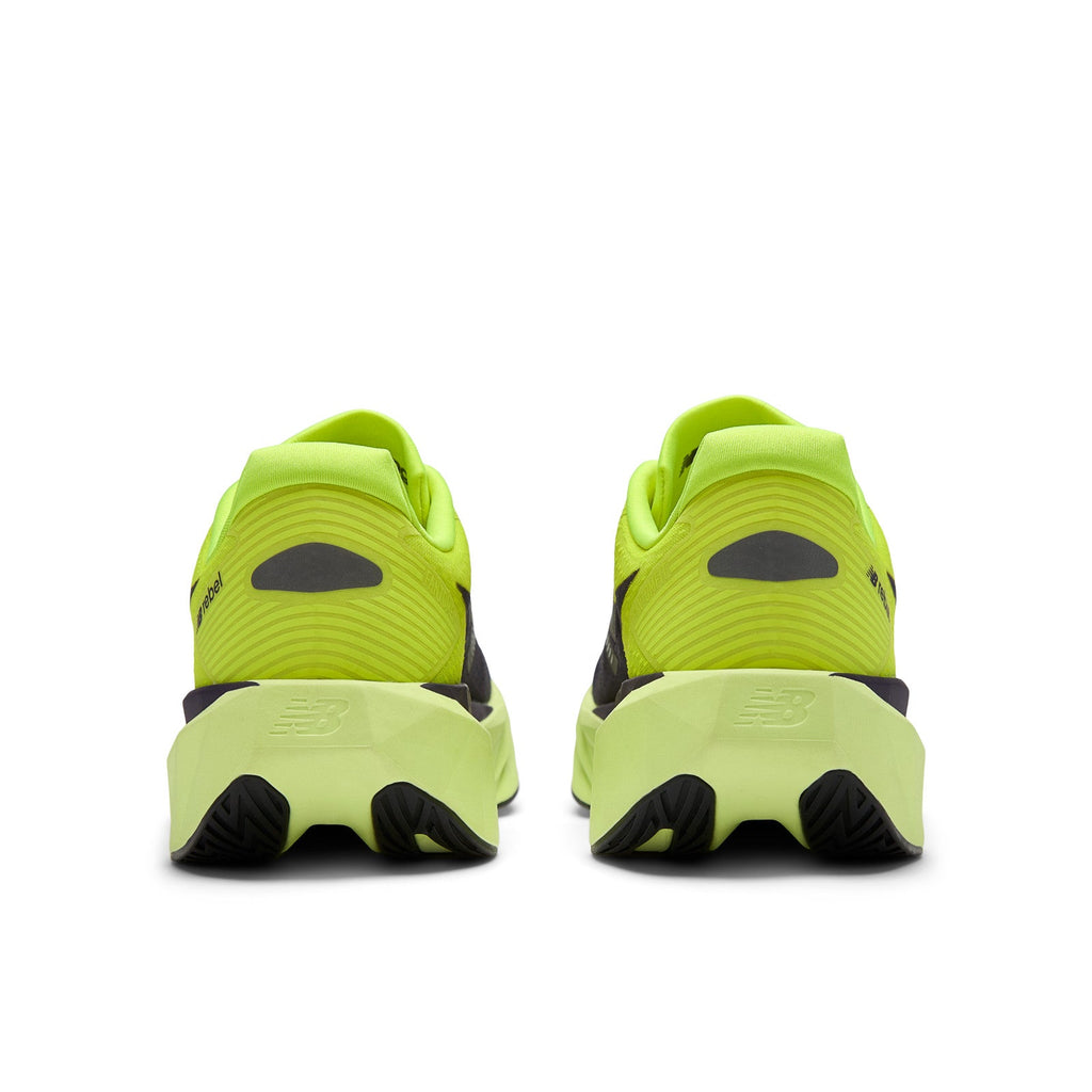 New Balance Men's FuelCell Rebel v5 in Alkaline Green with Boysenberry and Dark Silver Metallic