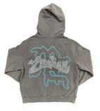 Mixed Emotions Rhinestone Hoodie Grey