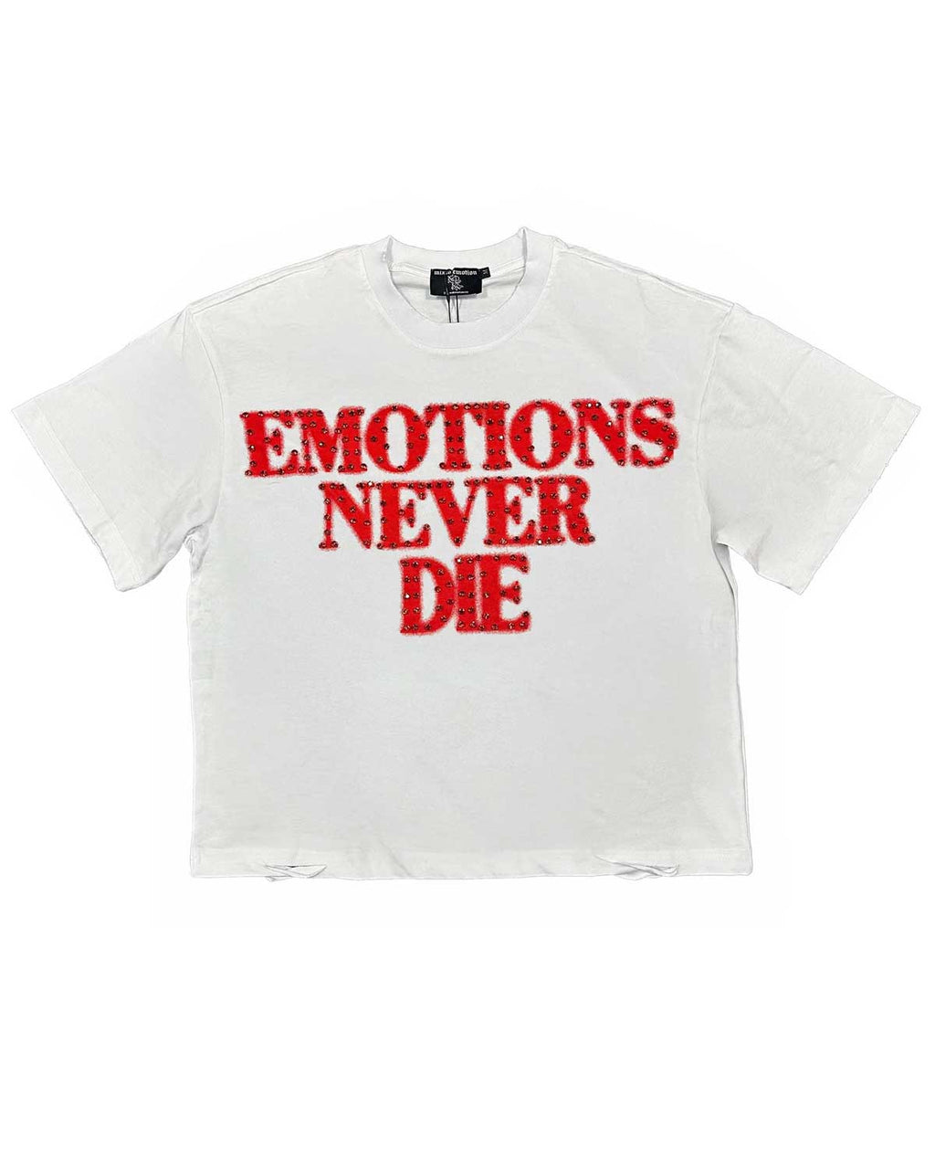 Mixed Emotions End Rhinestone Tee White/Red