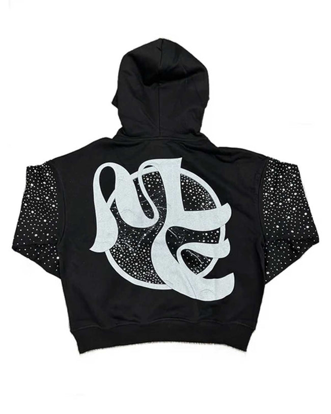 Mixed Emotions Fallen Angels Rhinestone Hoodie Black Main Image