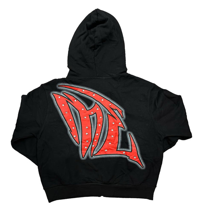 Mixed Emotions Graffiti Rhinestone Hoodie Black Main Image