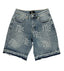 Mixed Emotions "ME" Rhinestone Denim Shorts Blue