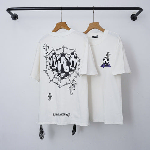 Chrome Hearts Barbed Wire & Geometric Ball Graphic Short Sleeve T-Shirt (White) Hover Image