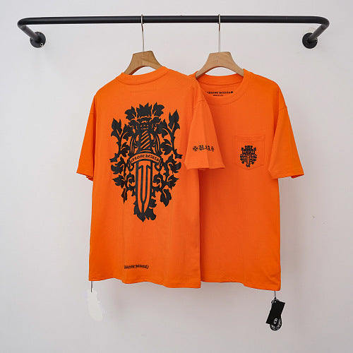 Chrome Hearts Dagger & Floral Vine Graphic Short Sleeve T-Shirt (Orange) Hover Image