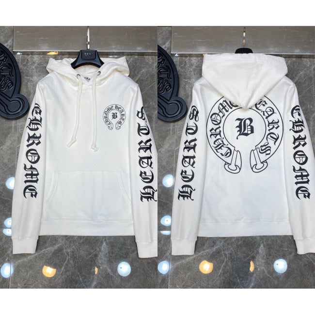 Chrome Hearts Gothic Letter "B" Horseshoe Hoodie (White) Hover Image