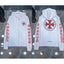 Chrome Hearts Red Scroll & Cross Zip-Up Hoodie (White)