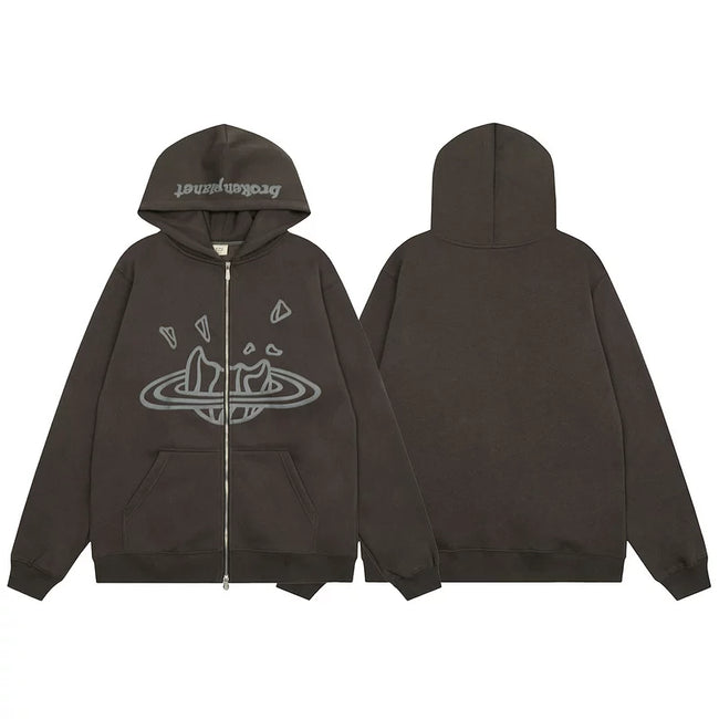Broken Planet Zip Up Hoodie Gunmetal  Carbon ash Hover Image