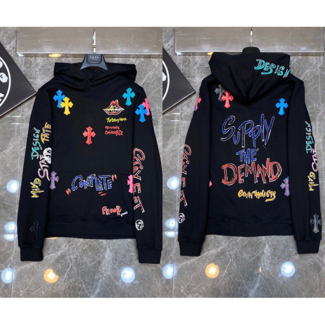 Chrome Hearts "Supply the Demand" Multi-Color Cross Hoodie (Black) Hover Image