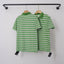 Chrome Hearts Monogram Striped Short Sleeve Polo Shirt (Green/White)