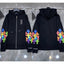 Chrome Hearts Multi-Color Cross Sleeve Zip-Up Hoodie (Black)