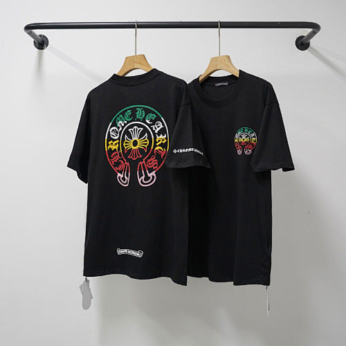 Chrome Hearts Rainbow Gradient Horseshoe & Cross T-Shirt (Black) Hover Image