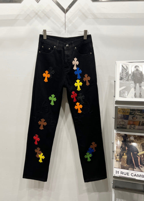 Chrome Hearts Multi-Color Cross Applique Jeans Hover Image