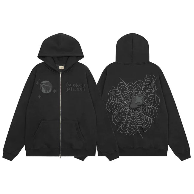Broken Planet Zip Up Hoodie Gunmetal black Hover Image