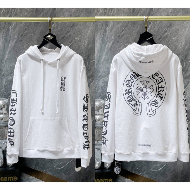 Chrome Hearts Monogram Sleeve Accent Hoodie (White) Hover Image