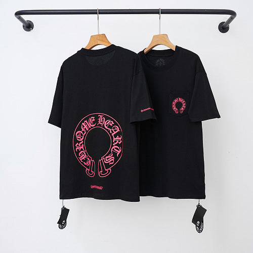 Chrome Hearts Lower Red Horseshoe & Cross Short Sleeve T-Shirt (Black) Hover Image