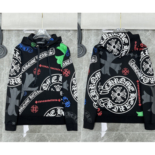 Chrome Hearts All-Over Gothic Letter & Cross Hoodie (Black) Hover Image