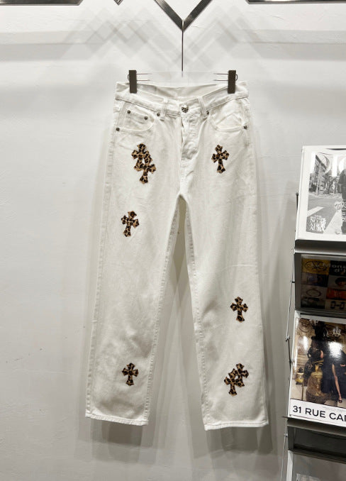 Chrome Hearts White Levi's Cross Patch Denim Jeans Hover Image