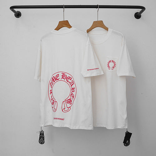 Chrome Hearts Lower Red Horseshoe & Cross Short Sleeve T-Shirt (White) Hover Image