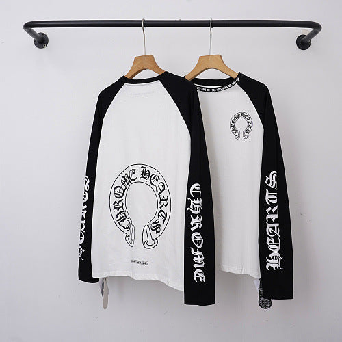 Chrome Hearts Raglan Horseshoe & Cross Long Sleeve (White/Black) Hover Image