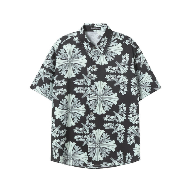 Chrome Hearts Black & Gray Large Cross Monogram Short-Sleeve Shirt Hover Image