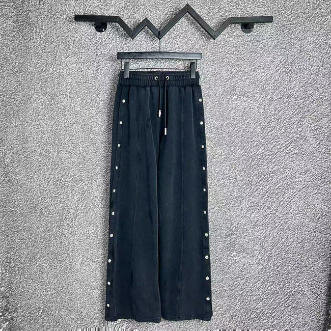 Chrome Hearts Studded Side-Seam Straight-Leg Lounge Pants (Navy Blue) Hover Image