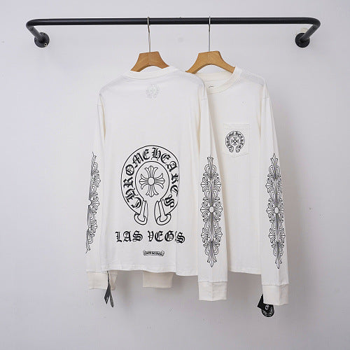 Chrome Hearts "LAS VEGAS" Horseshoe & Cross Long Sleeve (White) Hover Image