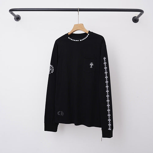 Chrome Hearts Gothic Script Collar & Cross Sleeve Long Sleeve (Black) Hover Image