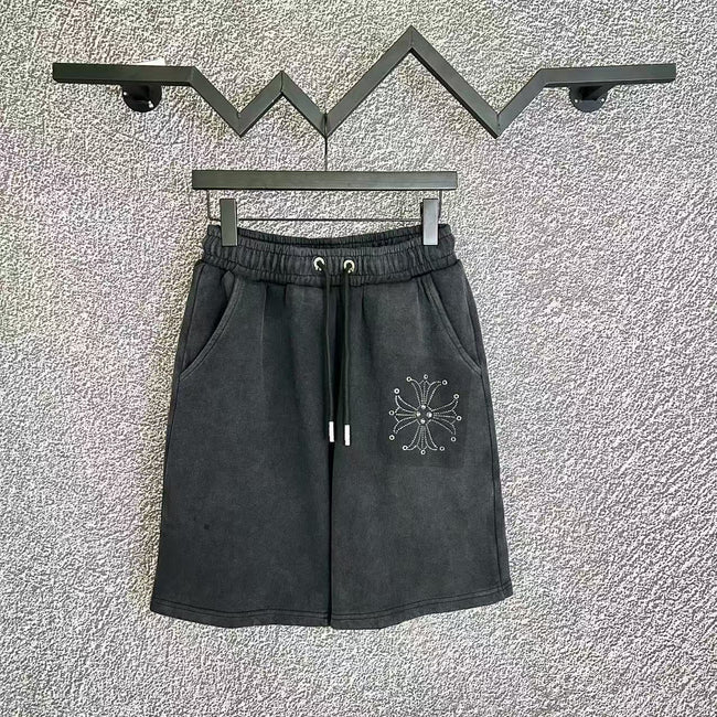 Chrome Hearts Black Heavy Wash Square Cross Patch Sweatshorts Hover Image