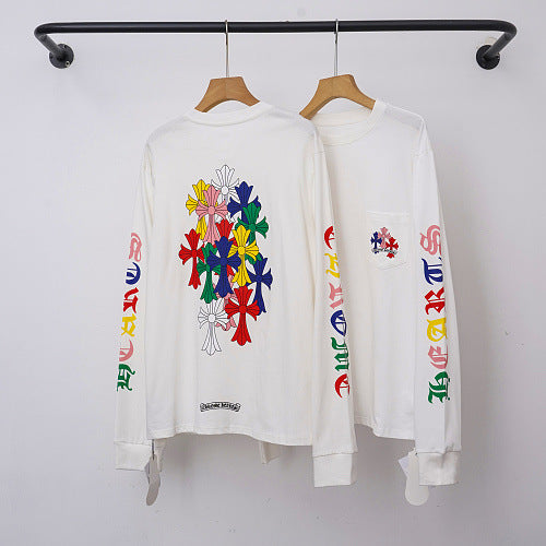 Chrome Hearts Multi-Color Cross Cluster & Chest Emblem Long Sleeve (White) Hover Image