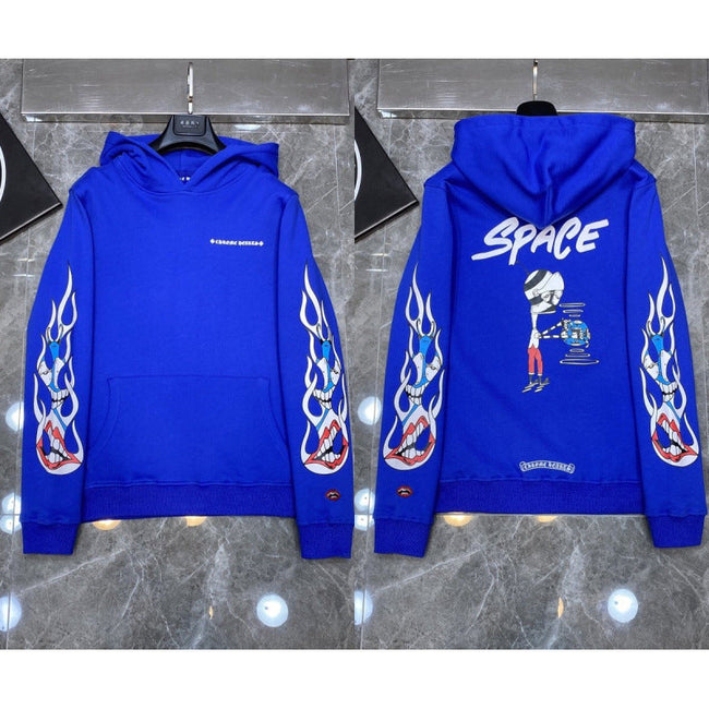 Chrome Hearts Space Flame Sleeve Hoodie (Blue) Hover Image