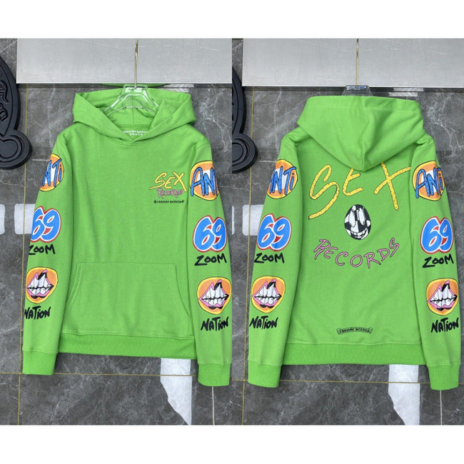 Chrome Hearts "Get High Records" Multi-Graphic Hoodie (Green) Hover Image