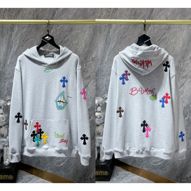 Chrome Hearts Multi-Color Cross & Graffiti Hoodie (White) Hover Image