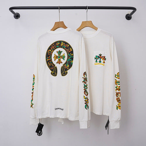 Chrome Hearts Multi-Print Horseshoe & Cross Long Sleeve (White) Hover Image