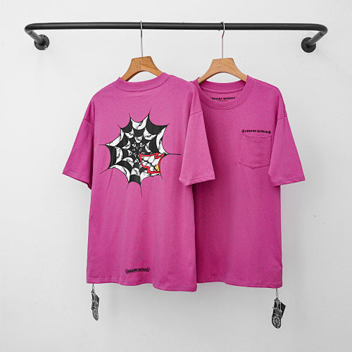 Chrome Hearts Spiderweb & Geometric Ball Graphic T-Shirt (Magenta) Hover Image