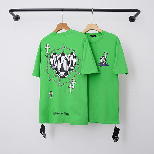 Chrome Hearts Barbed Wire & Geometric Ball Graphic Short Sleeve T-Shirt (Green) Hover Image