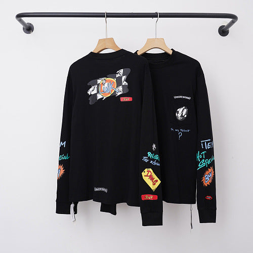Chrome Hearts Graffiti Sticker Patch Multi-Graphic Long Sleeve (Black) Hover Image