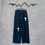 Chrome Hearts Wide-Leg Cross Applique Lounge Pants (Navy Blue)
