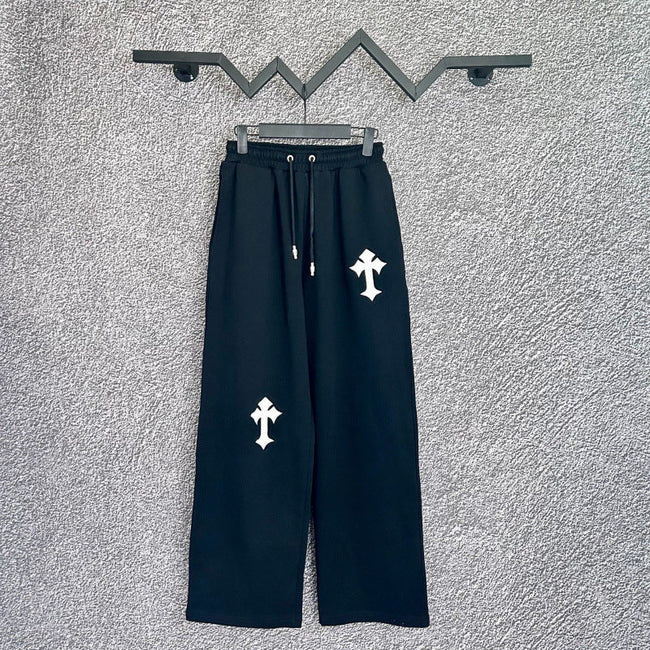 Chrome Hearts Wide-Leg Cross Applique Lounge Pants (Navy Blue) Hover Image