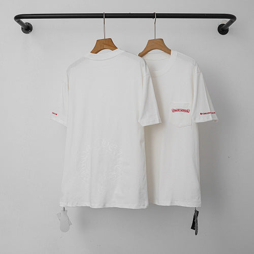 Chrome Hearts Red-Accented Sleeve & Horseshoe Short Sleeve T-Shirt (White) Hover Image