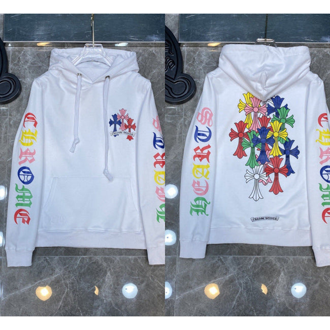 Chrome Hearts Multi-Color Cluster Cross Hoodie (White) Hover Image