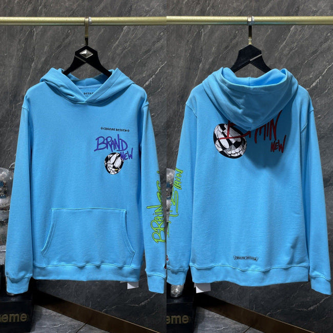 Chrome Hearts Anime Graphic & Slogan Hoodie (Blue) Hover Image