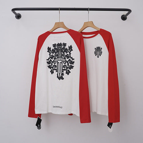 Chrome Hearts Raglan Dagger & Floral Vine Long Sleeve (White/Red) Hover Image