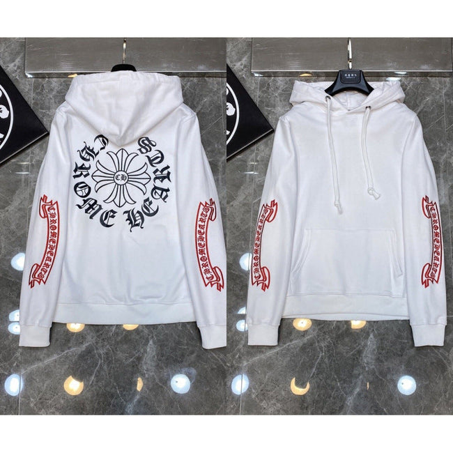 Chrome Hearts Red Scroll & Cross Hoodie (White) Hover Image