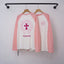 Chrome Hearts Raglan Pink Horseshoe & Cross Long Sleeve (White/Pink)
