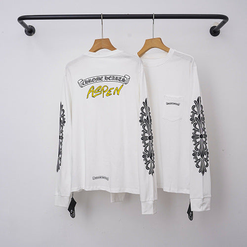 Chrome Hearts "ASPEN" Gothic Script & Cross Long Sleeve (White) Hover Image