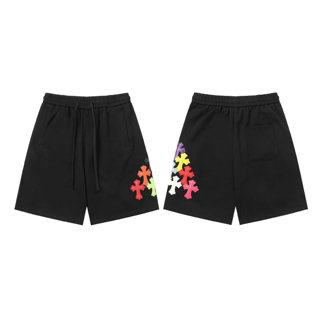 Chrome Hearts Black & Multi-Color Cross Patch Sweatshorts Hover Image