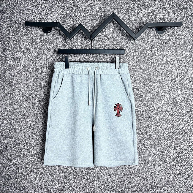 Chrome Hearts Light Gray & Red Cross Logo Sweatshorts Hover Image
